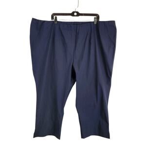 Ulla Popken Women's Navy Blue Pull On Elastic Waist Dress Office Pants Size 30